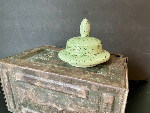 Light Green Ceramic Glazed Splatterware REPLACEMENT LID w/ DarkBrown Speckles