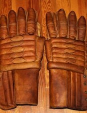 Rare Vintage 1930's Attenhofer Leather Hockey Gloves Antique Gear Equipment 