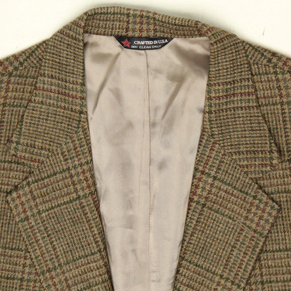 Abrigo Deportivo Woolrich Para Hombres Tweed 46L Marrón Glen Chaqueta de Lana a Cuadros Hecho en EE. UU.  Foto 3 de 4