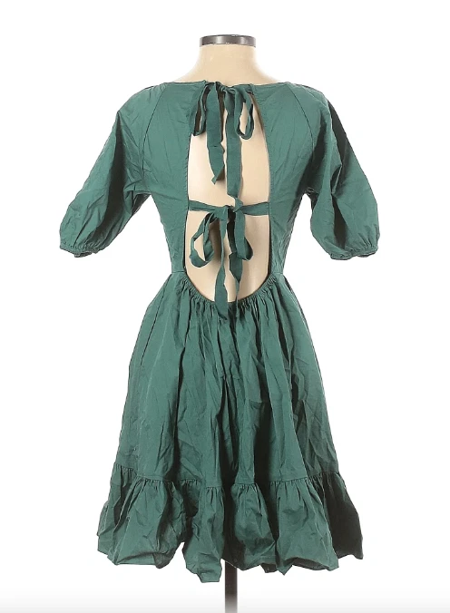 Vestido Peter Som Colectivo Verde Manga Abullonada Nivel Abierto Abierto Atrás Mini 6 Foto 2 de 2