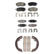 For Subaru Impreza Forester Front Rear Ceramic Brake Pads And Parking Shoes Kit 