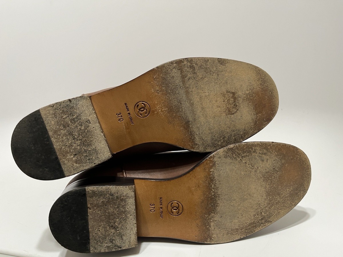 *25A限定♡希少*【CHANEL】スエード調ブーツ CCロゴ Vtg CHANEL CC LOGO BROWN LEATHER BOOTS 37 | eBay