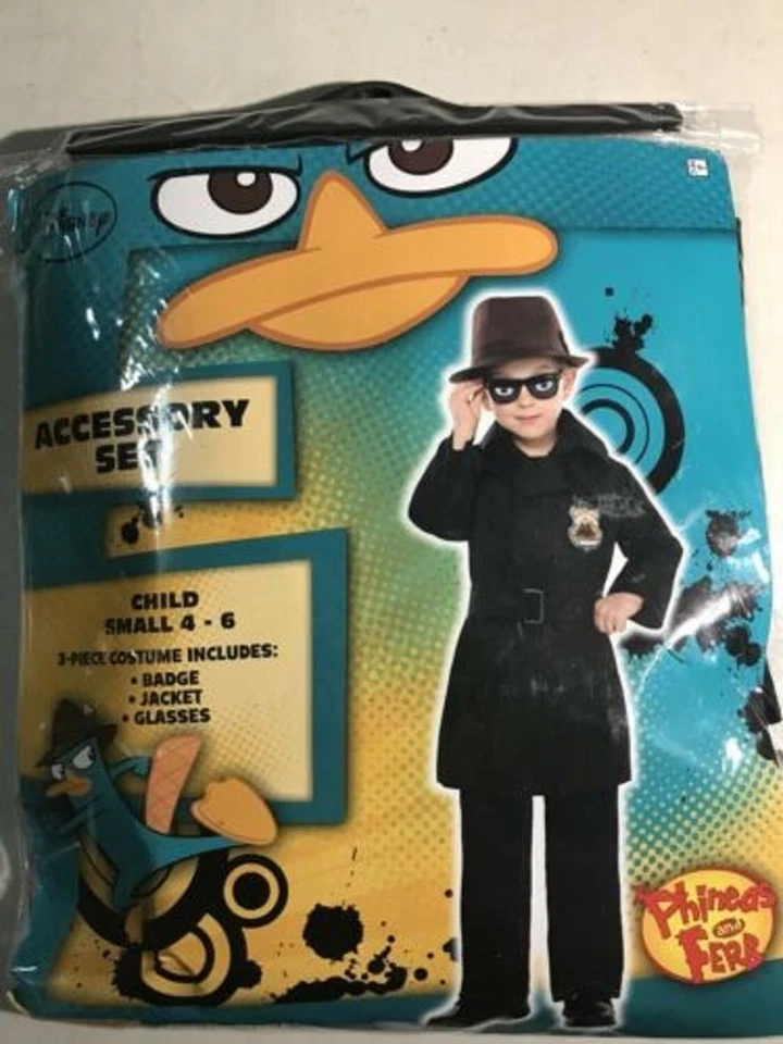 Conjunto de acessórios fantasia Phineas & Ferb Agent P pequeno 4-6 crachá jaqueta óculos novo na embalagem - Imagem 2 de 2