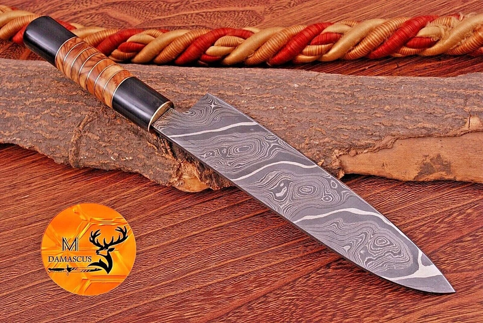 FACA CHEF COZINHA SANTOKU FORJADA FEITA À MÃO AÇO DAMASCO FACA -1280 - Imagem 4 de 4