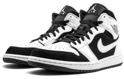 Nike Air Jordan 1 Mid Tuxedo White Black 554724-113 Men Size 9.5