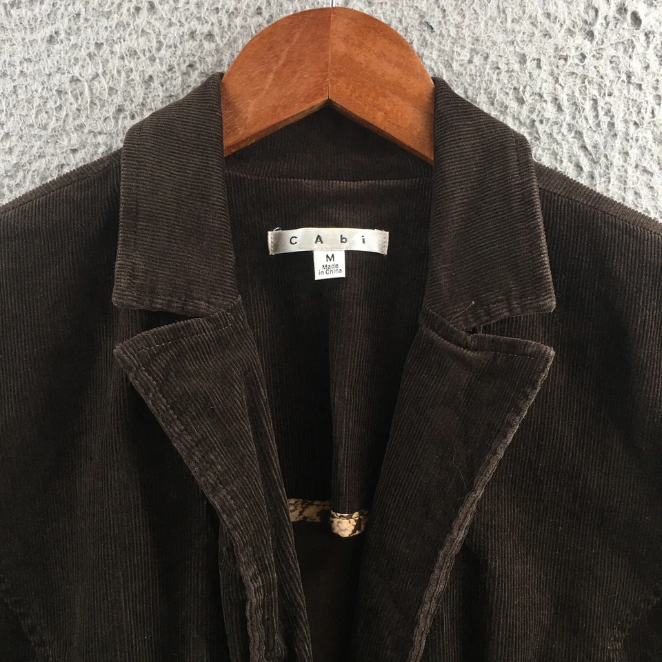 Chaqueta de pana Cabi para mujer M marrón mezcla de algodón manga larga bolsillo con cuello Foto 3 de 4