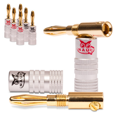 8x Bananenstecker Bananas 24K vergoldet NAUC High End Banana für Kabel bis 6mm²
