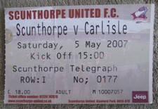 2006-07  Scunthorpe United v Carlisle United  - League One  - Ticket Stub