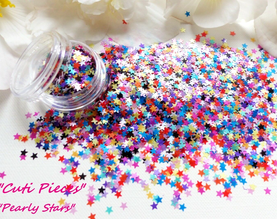 Nail Art Glitter *PearlyStar* Pearlized Matt Star Shapes Spangle Mix ...