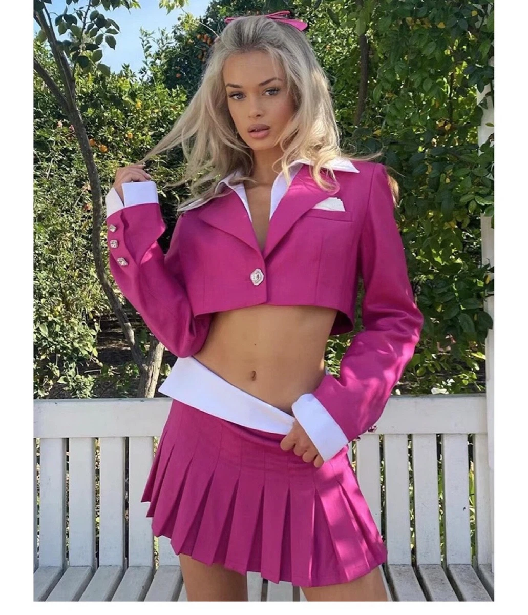 Neon pink clearance pleated mini skirt