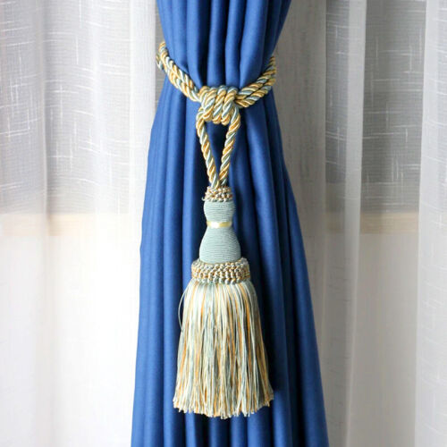 2PC Curtain Tiebacks Handmade Decorative Curtain Holdbacks Rope with Silk Tassel - Picture 7 of 21
