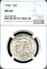 NGC - Walking Liberty Half Dollar - 50c - 1944 - MS 64