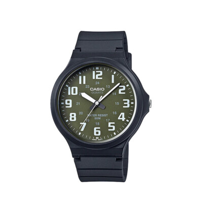 Casio Collection MW-240B-3B - Orologio Uomo Al Quarzo Con Cinturino In Resina Nera E Quadrante Verde