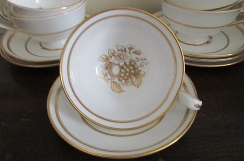 Spode England Porcelain Golden Harvest Fruits Set Of 6 Tea Cup And Saucer Gold - Picture 4 of 9