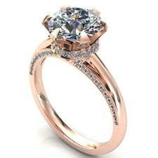 2.00 Ct Lab Created Round VVS1 Diamond With Royal Neck Ring Rose Silver Jewel