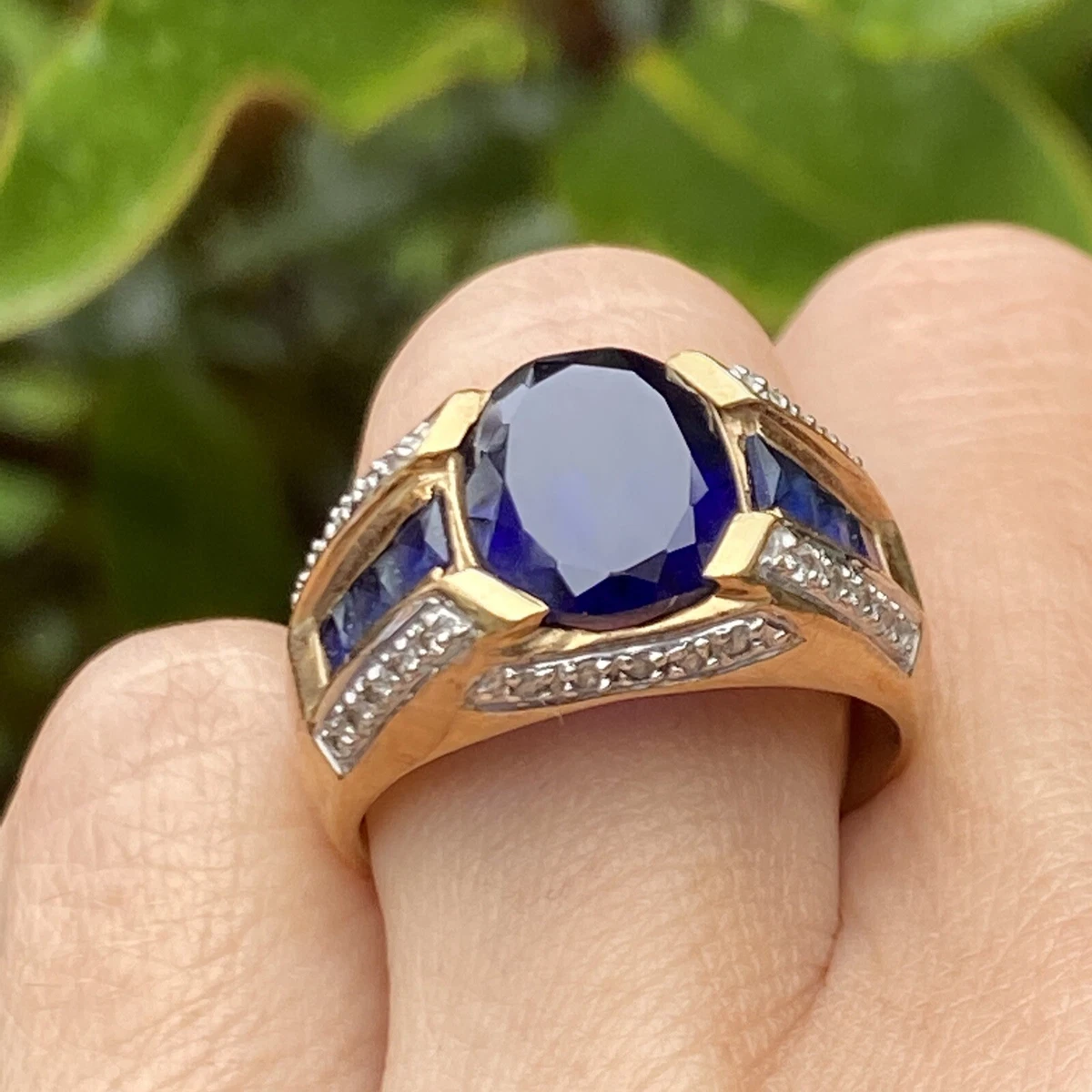 Antique Sapphire Big Sapphire Ring For Men Turkish Design Sterling Silver  925 | eBay