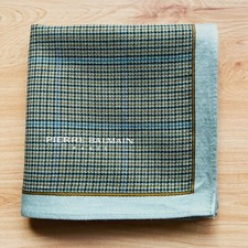 HANDKERCHIEF MEN'S VINTAGE ART GREEN HOUNDSTOOTH COTTON POCKET SQUARE 18" A-0501