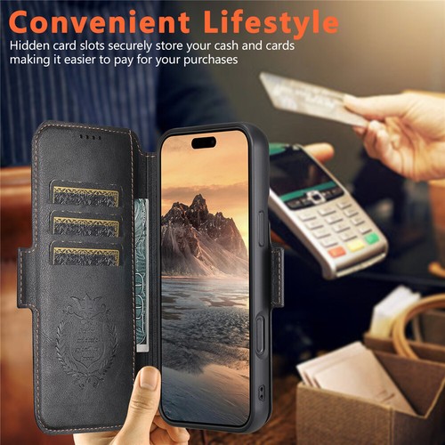 For iPhone 16 15 Plus 14 13 12 Pro Max Magsafe Magnetic Wallet Case Flip Cover - Picture 37 of 56