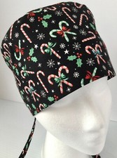 Christmas Candy Cane Lined Medical Skull Scrub Cap Surgery Hat Dental Chef