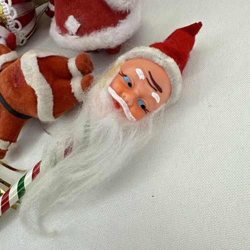 10 Vintage Babbo Natale Floccato Feltro Ornamento Paillettes Ciniglia Palloncino Bottiglia Pennello Giappone - Foto 2 di 20