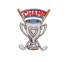 3515 Golf Trophy,CHAMP word Golf Champion Embroidery Iron On Applique Patch