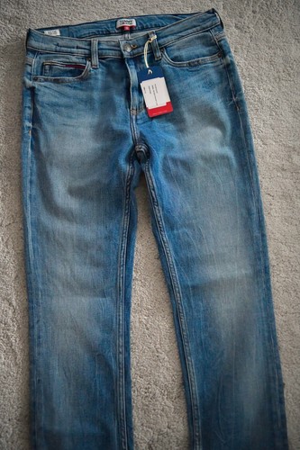 Tommy Hilfiger Jeans Mid Rise Straight TJ1985 PFMBC Puff Mid Blue Comf Denim UK8 - Picture 2 of 7