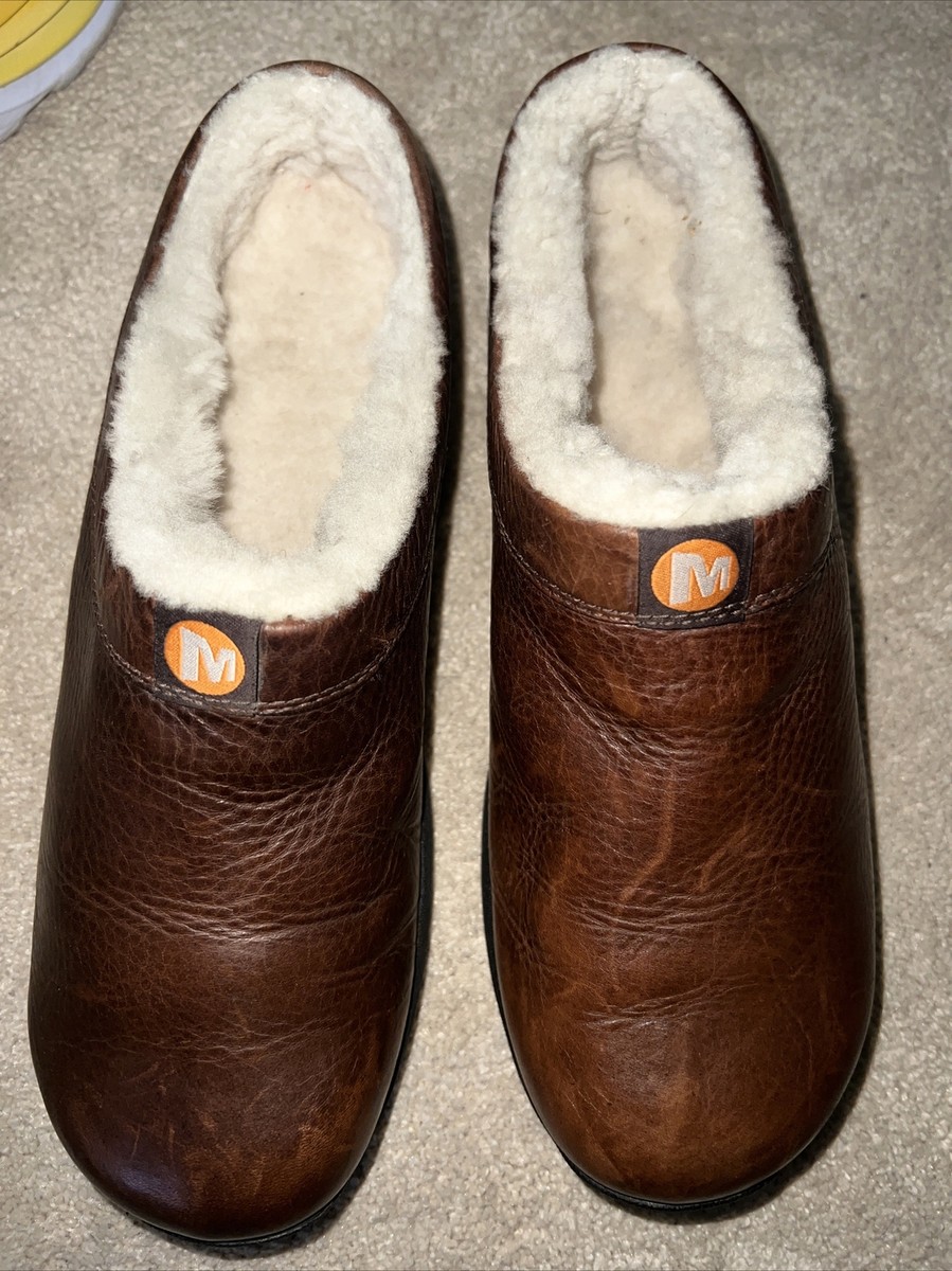 Merrill Women's leather clogs/slides Shoes sherpa lined size 11