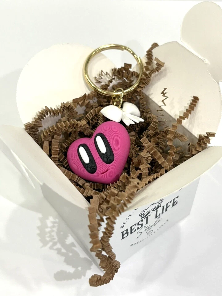 Mejor Estilo de Vida Llavero Corazón Rosa Caliente Blanco Arco Amor Regalo Nuevo Foto 2 de 3