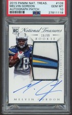 2015 NATIONAL TREASURES RPA/99 #109 MELVIN GORDON PSA 10 GEM MINT AUTO RC POP 3