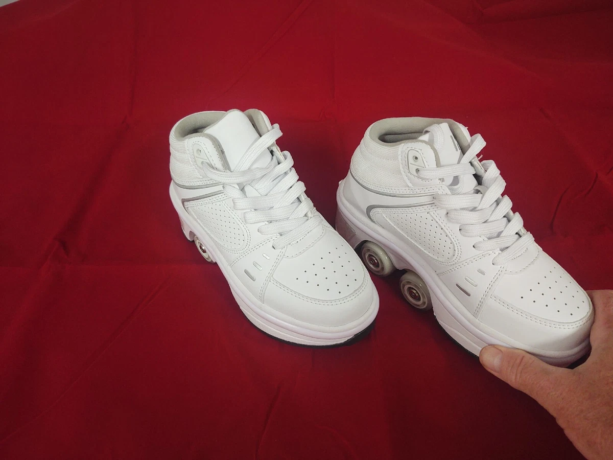 Kick Speed Roller Skate Shoes EUR 34 USA 3 WKKS5507 White Silver LED Lights