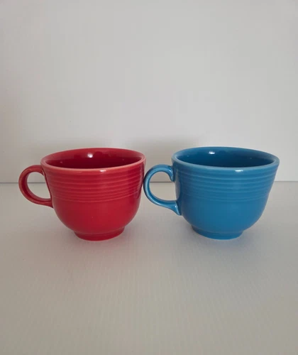 Fiesta Set Of 2 HLC USA Teacup Ceramic Mug Drink Fiesta Ware Blue Red