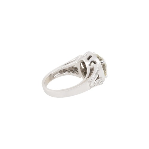 GIA Certified 18k White Gold 3.38ctw Diamond Halo Engagement Ring - 第 4/5 張圖片