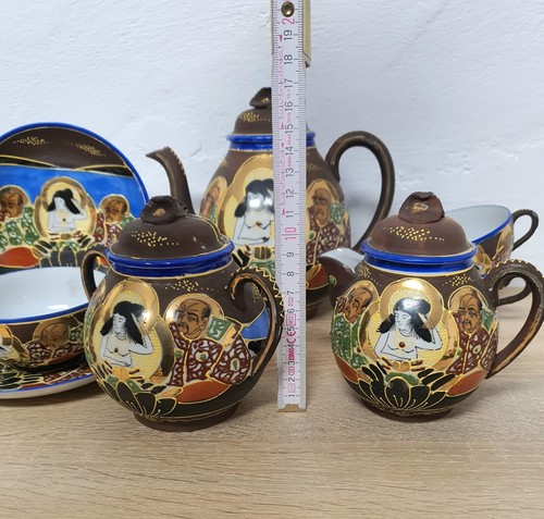 Servizio da tè caffè giapponese Satsuma? 6 pers 15 pezzi porcellana vintage rara - Foto 16 di 24