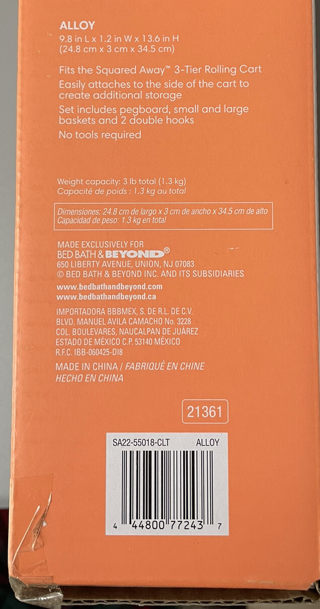 Squared Away Craft Organizer Pegboard with Accessories for Craft Carts