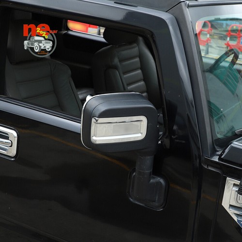 For Hummer H2 SUV SUT 03-09 Chrome Rearview Side Mirror Rain Eyebrow Frame Trim - Picture 9 of 10
