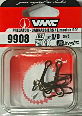 VMC 9908BZ  Gr.1/0 Double Limerick 90° - Doppelhaken  Haken Angelhaken 5 Stk.