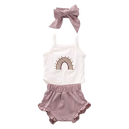Newborn Baby Girl Clothes 6-12 Months 3pcs White Rainbow Bodysuit&purple - Picture 1 of 7
