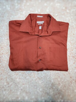 van heusen orange dress shirt Van Heusen Shirt Mens Medium Orange Long Sleeve Button Up