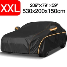 XXL Size Full Car Cover Outdoor Dust UV Rain Sun All Weather Protection Black
