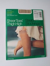 JCPenney Average Seamless Long-Wearing Sheer Toes Stretch Stockings NOS