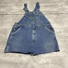KEY Overalls Men's 38 Blue Shorts Denim Distressed Workwear Custom FLAWS*