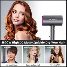 Ionic Hair Dryer 3 Heat 2 Speed Negative Ion Hair Care with Diffuser & Nozzle