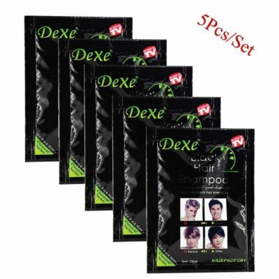 5 pc Lot Instant Hair Dye - Dexe Black Hair Color Shampoo  Ships From USA