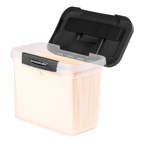 New Bankers Box Clear Plastic Portable File Box with Black Lid, 1 Pack - Picture 5 of 8