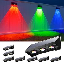 8 Pack Color Changing Solar Powered Fence Lights Outdoor Decorative LED Water...