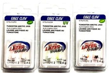 Eagle Claw Tungsten Arctic Jig Size 10 Glow, Pearl Orange and Glow Chart White