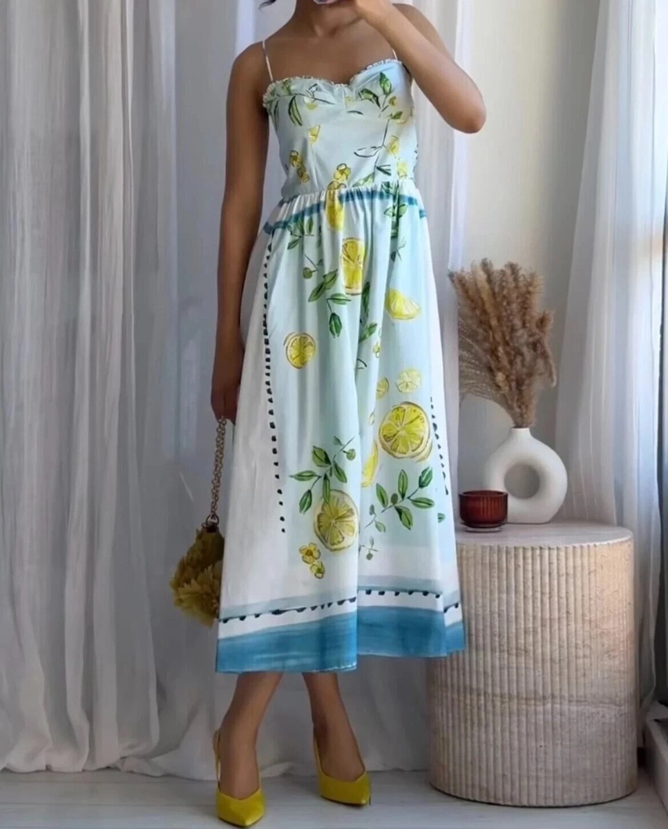 ZARA プリント柄フリルワンピース 3713/359 超美品/ ZARA フリル付きプリント柄ワンピース Lサイズ｜Yahoo