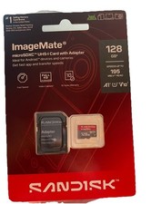 SanDisk Imagine Mate MicroSDXC UHS-card W/ Adapter NIB 128GB 195 Speed Read