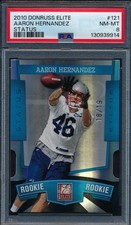 2010 Donruss Elite Aaron Hernandez Status Rookie RC /19 PSA 8 NM-MT