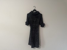 Cotton Emporium Women's Gray Solid Knit Turtleneck Sweater Dress Knee Length M
